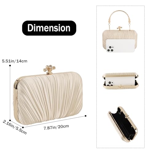 DA BODAN Fashion Womens Jane Satin Diamante Clutch Rhinestone Evening Bridal Prom Party Handbag Crossbody Purse Chain Bag - Image 2