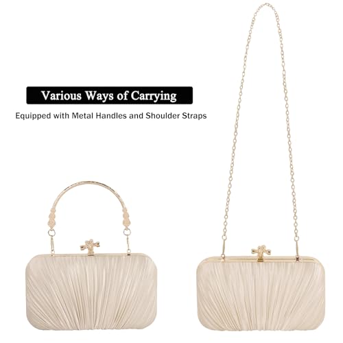 DA BODAN Fashion Womens Jane Satin Diamante Clutch Rhinestone Evening Bridal Prom Party Handbag Crossbody Purse Chain Bag - Image 3