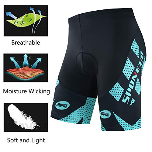 sponeed Bicycle Male Shorts Padded Indoor Bike Trainer Wear Mountain Biking Spinning Pants Peloton US M Green Turquoise - Image 3