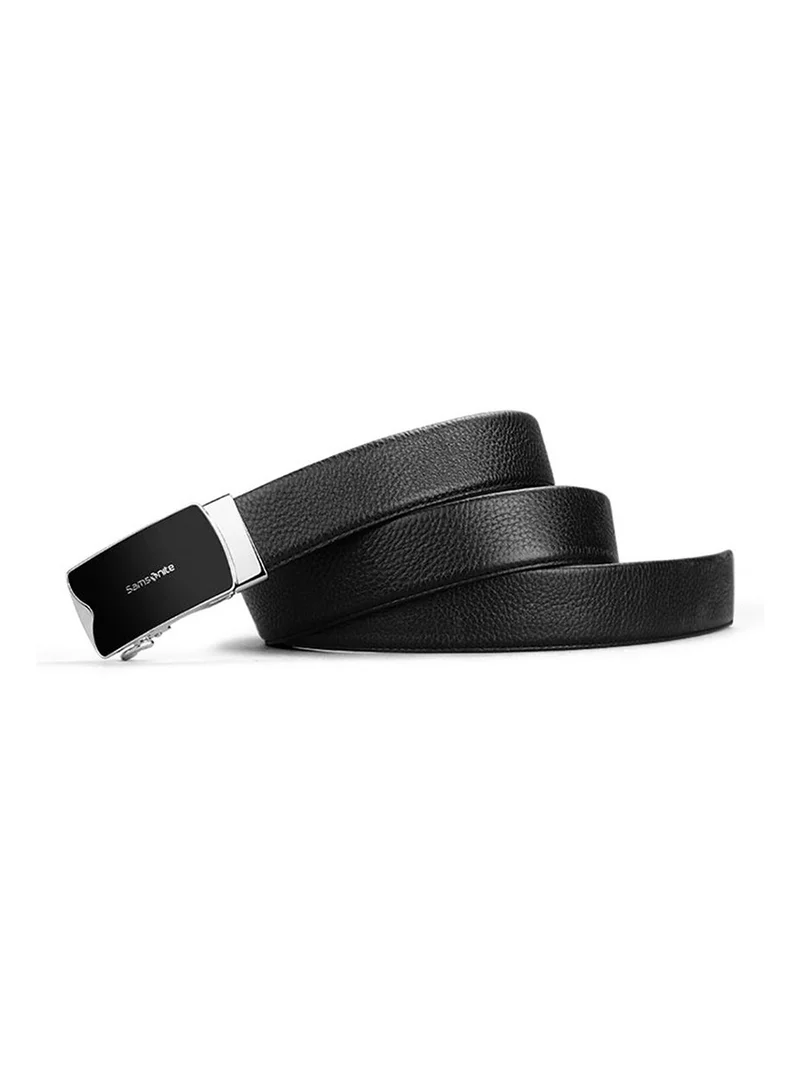 Samsonite Amare II Auto Leather Belt, Black|Stylish|Premium Quality|Sleek Metallic Logo