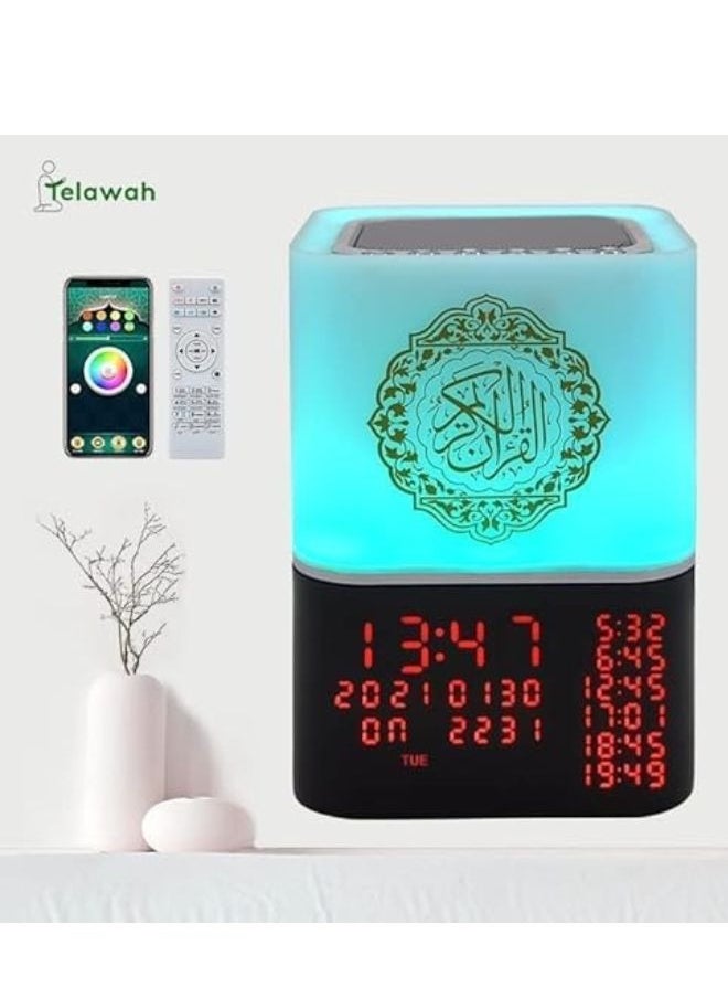 Telawah Premium Touch Quran Speaker with Remote and App Control 8GB Multicolor Changing Azan Bluetooth Speaker with Night Light, MP3 Player, 16 Reciters, 18 Translations, Digital Azan Alarm Clock, Ideal for Home, Prayer, and Islamic Gifting  - Image 1