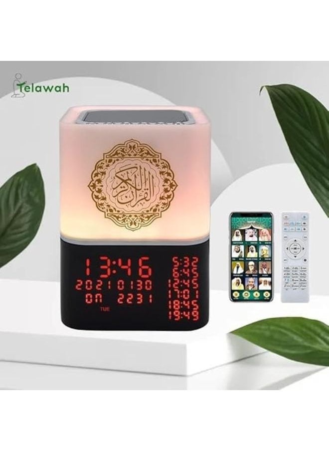 Telawah Premium Touch Quran Speaker with Remote and App Control 8GB Multicolor Changing Azan Bluetooth Speaker with Night Light, MP3 Player, 16 Reciters, 18 Translations, Digital Azan Alarm Clock, Ideal for Home, Prayer, and Islamic Gifting  - Image 2