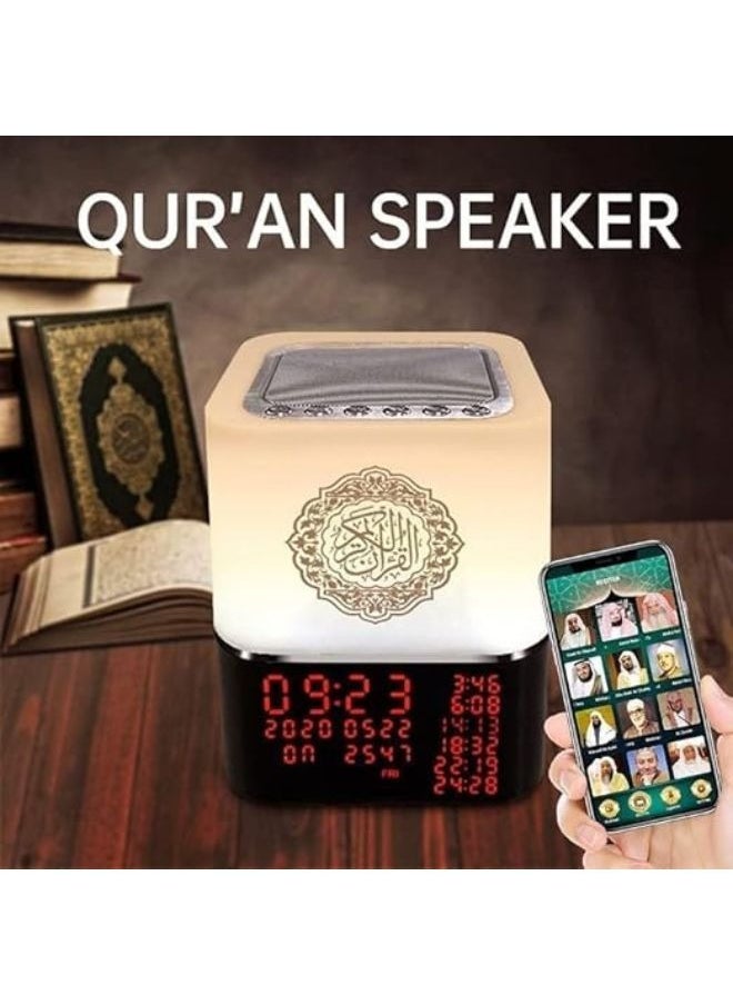 Telawah Premium Touch Quran Speaker with Remote and App Control 8GB Multicolor Changing Azan Bluetooth Speaker with Night Light, MP3 Player, 16 Reciters, 18 Translations, Digital Azan Alarm Clock, Ideal for Home, Prayer, and Islamic Gifting  - Image 4