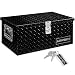 ARKSEN 20 x 12 x 10 Inch Diamond Plate Truck Bed Tool Box Heavy Duty Waterproof Aluminum Storage Chest with Side Handle Lock for Pickup Truck Bed RV Trailer Black - Image 2