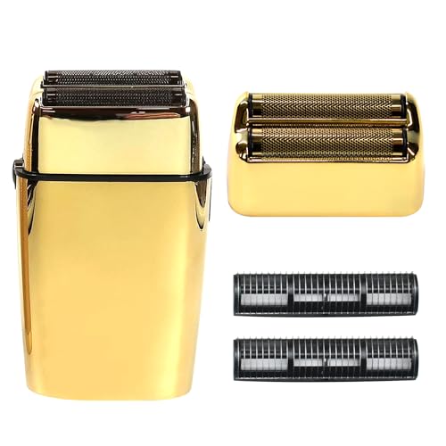 BOEEA Replacement Foil and Cutters for BaBylissPRO Barberology Electric Shaver, Double Foil Shaver Replacement Head Compatible with BaBylissPRO FXFS2 Shaver (Gold) - Image 2