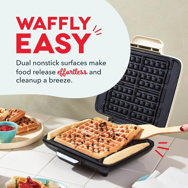 Dash No-Drip Waffle Maker - Four Waffle Molds, Nonstick Waffle Iron with Quick Heat-Up, Nonstick Surface - Perfect Waffle Maker for Kids and Families, Just Add Batter - Image 4