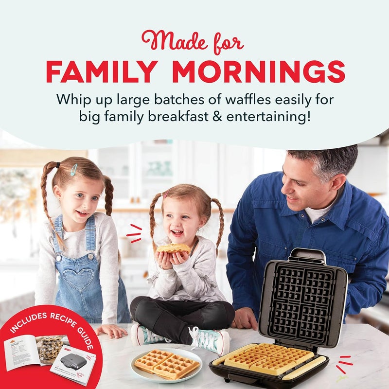Dash No-Drip Waffle Maker - Four Waffle Molds, Nonstick Waffle Iron with Quick Heat-Up, Nonstick Surface - Perfect Waffle Maker for Kids and Families, Just Add Batter - Image 5
