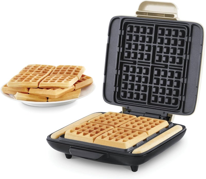 Dash No-Drip Waffle Maker - Four Waffle Molds, Nonstick Waffle Iron with Quick Heat-Up, Nonstick Surface - Perfect Waffle Maker for Kids and Families, Just Add Batter - Image 1