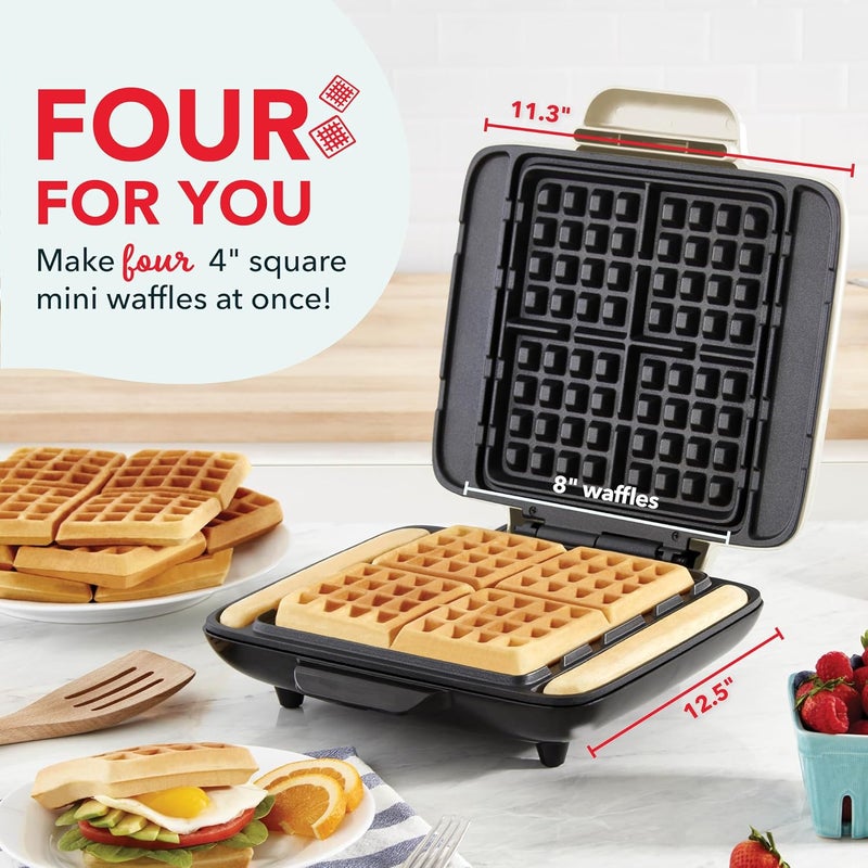 Dash No-Drip Waffle Maker - Four Waffle Molds, Nonstick Waffle Iron with Quick Heat-Up, Nonstick Surface - Perfect Waffle Maker for Kids and Families, Just Add Batter - Image 2