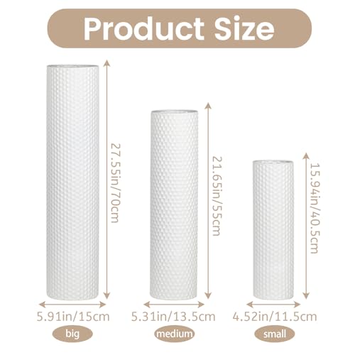 Dnnnii Tall Floor Vases Set of 3 - White Metal Cylinder Vases for Living Room Corner, Modern Honeycomb Texture, Extra Large Standing Decor (Tallest 27.6in, Home Bedroom Dining Decor) - Image 3