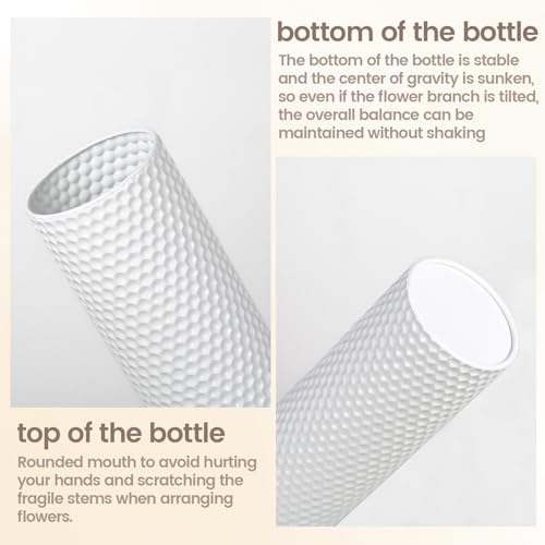 Dnnnii Tall Floor Vases Set of 3 - White Metal Cylinder Vases for Living Room Corner, Modern Honeycomb Texture, Extra Large Standing Decor (Tallest 27.6in, Home Bedroom Dining Decor) - Image 2