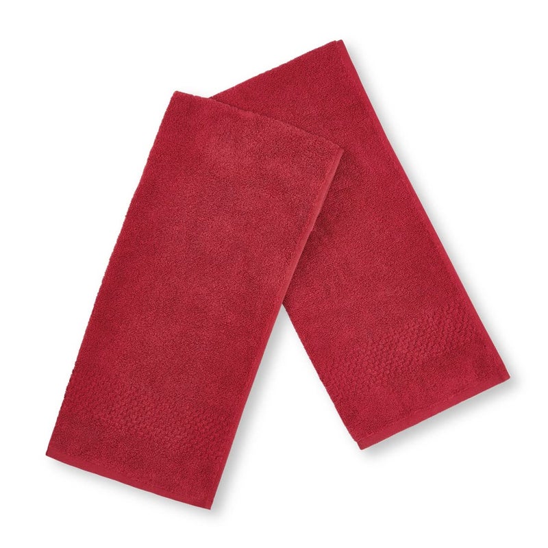 Spaces 100% Cotton Hand Towel Special Texture Ultra Soft Quick Dry Nano Spun(Solid 40CMX60CM)-RED - Image 2