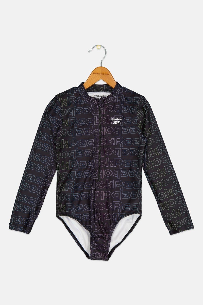 Reebok Kids Girl Brand Logo Rashguard Suit, Multicolor - Image 1