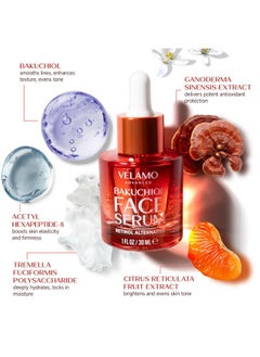 VELAMO ADVANCED Bakuchiol Retinol Alternative Serum for Face: Rejuvenation Anti Aging Reduces Wrinkles Fine Lines Face Moisturizer Smooths Skin - Pregnancy Safe Cruelty Free Vegan Fragrance Free Paraben Free 1 FL OZ  - Image 3