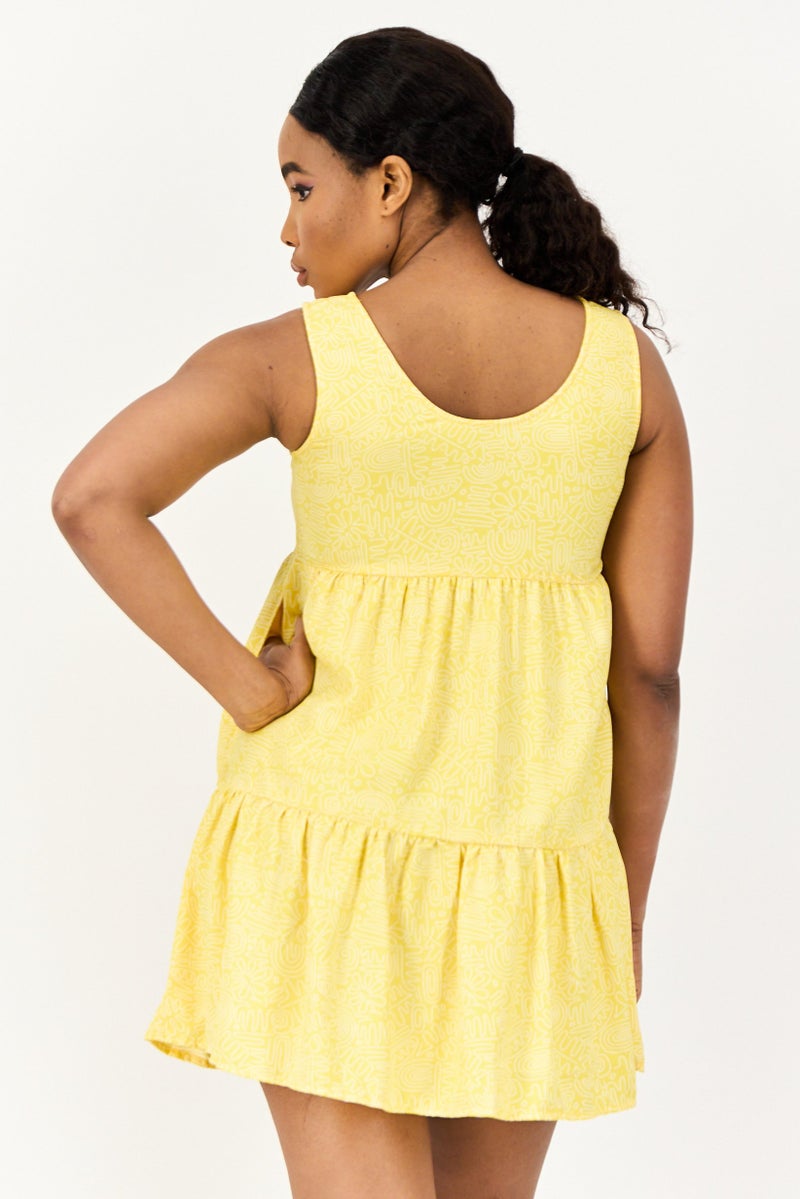 ONLY Women Allover Print Mini Dress, Yellow - Image 2