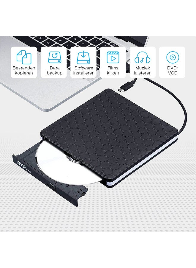 USB 3.0 External CD DVD Drive Burner for Laptop and Desktop, Portable Optical Drive Reader Writer Compatible with Windows, macOS, Linux, Supports CD/DVD/VCD, 24X CD & 8X DVD Burning Speed - Image 5