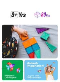 PicassoTiles PicassoTiles Mini Diamond Collection Travel Size Magenetic Building Block Set (80 Pieces)  - Image 1