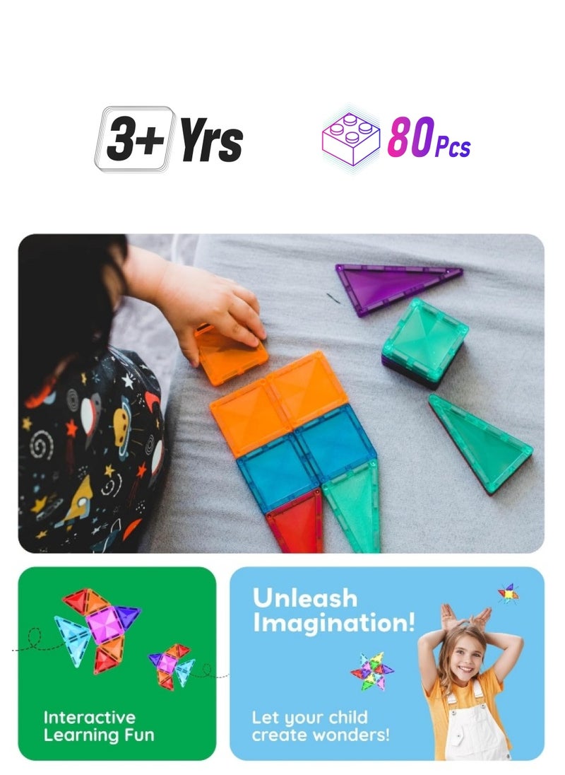 PicassoTiles PicassoTiles Mini Diamond Collection Travel Size Magenetic Building Block Set (80 Pieces)  - Image 1