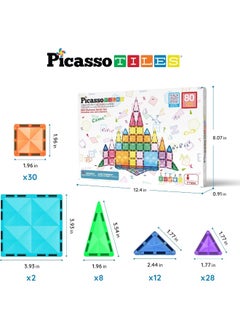 PicassoTiles PicassoTiles Mini Diamond Collection Travel Size Magenetic Building Block Set (80 Pieces)  - Image 2