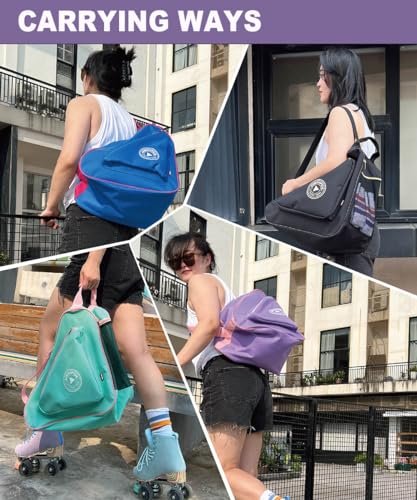 HEXIFUL Skate Bag for Ice, Inline, Roller & Quad Skates - Kids & Adults (Purple/Pink) - Image 2