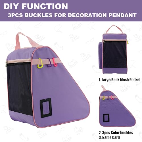 HEXIFUL Skate Bag for Ice, Inline, Roller & Quad Skates - Kids & Adults (Purple/Pink) - Image 5