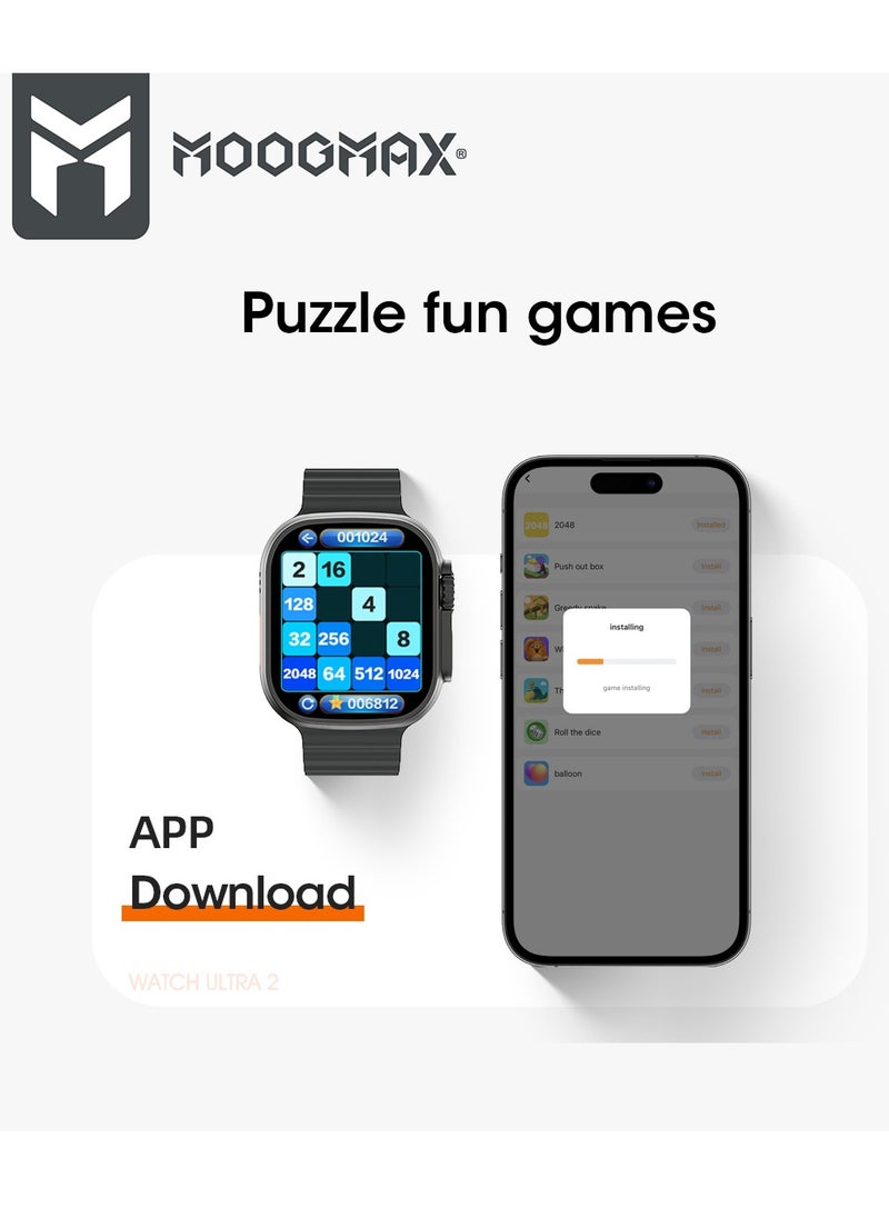 MOOGMAX - MoogMax (2nd Gen) ultra watch. IPX6 Water-resistant watch ultra. Smart touch watch with gesture-based call answering & answering from the watch using the built-in mic. smart watch ultra with a watch mobile app. Smart sports watch with all fitness measurements. smartwatch with wireless charging. Silver - Image 1