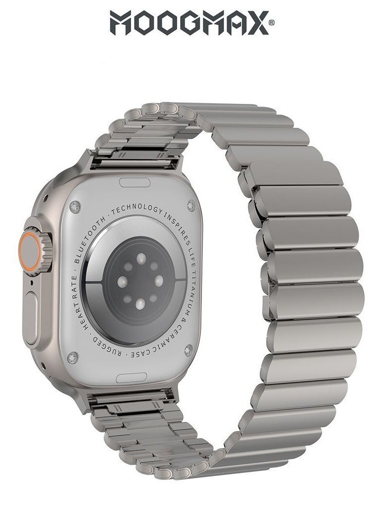 MOOGMAX - MoogMax (2nd Gen) ultra watch. IPX6 Water-resistant watch ultra. Smart touch watch with gesture-based call answering & answering from the watch using the built-in mic. smart watch ultra with a watch mobile app. Smart sports watch with all fitness measurements. smartwatch with wireless charging. Silver - Image 1