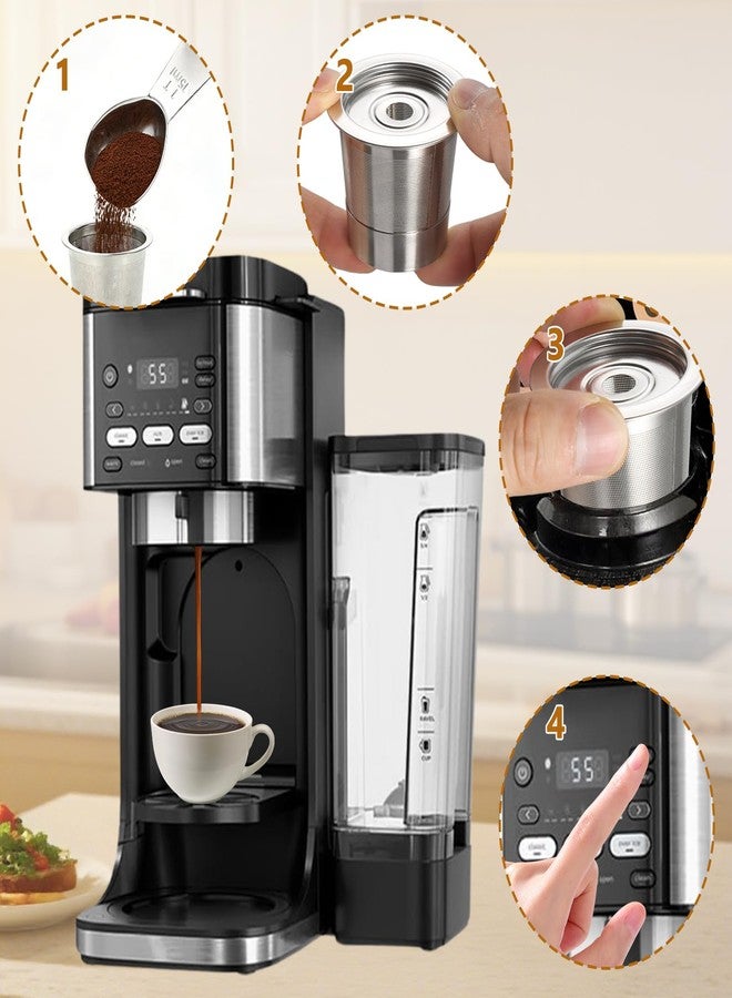 YEXEXINM 6 Pack Reusable K Cups Coffee Pods for Ninja Coffee Maker PB051 & CFP101/PB041 with 2Pcs Scoop 304 Stainless Steel Reusable K Pod Permanent K Cups Filters Coffee Accessories Fit for Ninja Coffee Maker - Image 4
