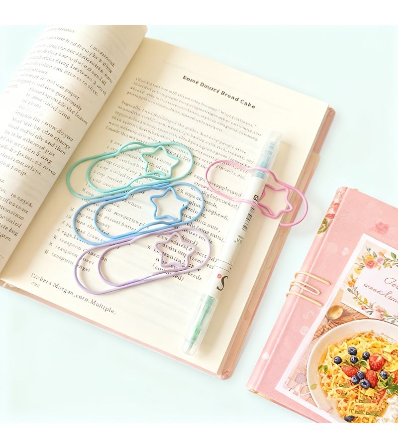6pcs Large Size Multi Color Space Saving Star Shaped Pen Clips Iron Paper Clips Creative Student Gifts Practical Bookmark Helper Office Desk Organizer - Image 3