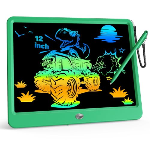 KOKODI 12 Inch LCD Writing Tablet with AntiLost Stylus Erasable Doodle Board Colorful Toddler Drawing Pad Car Travel School Games Toys for 3 4 5 6 7 8 Kids Birthday Gift for Girls Boys Adults Green - Image 1
