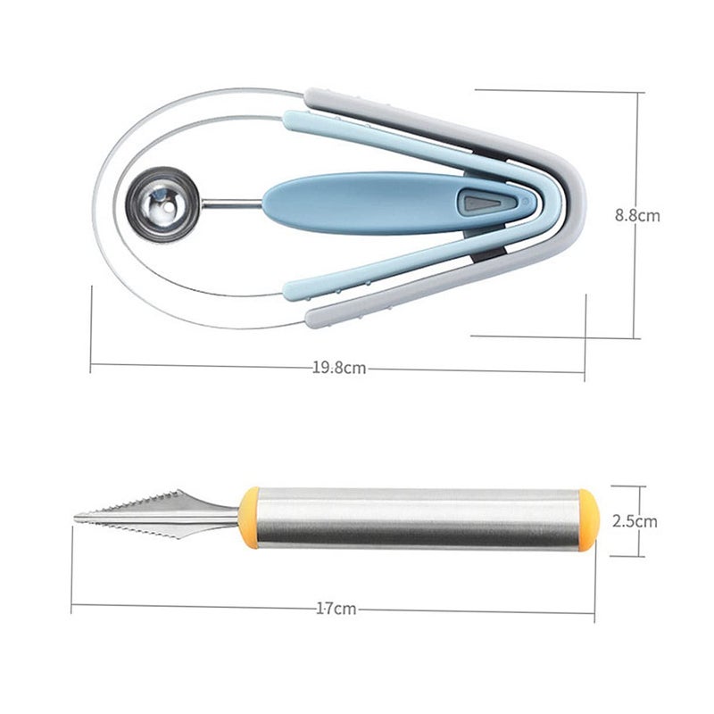 Stainless Steel Fruit Scoop Set 4pcs Multi Function for Kiwi Avocado Melon Easy Clean Kitchen Tool - Image 3