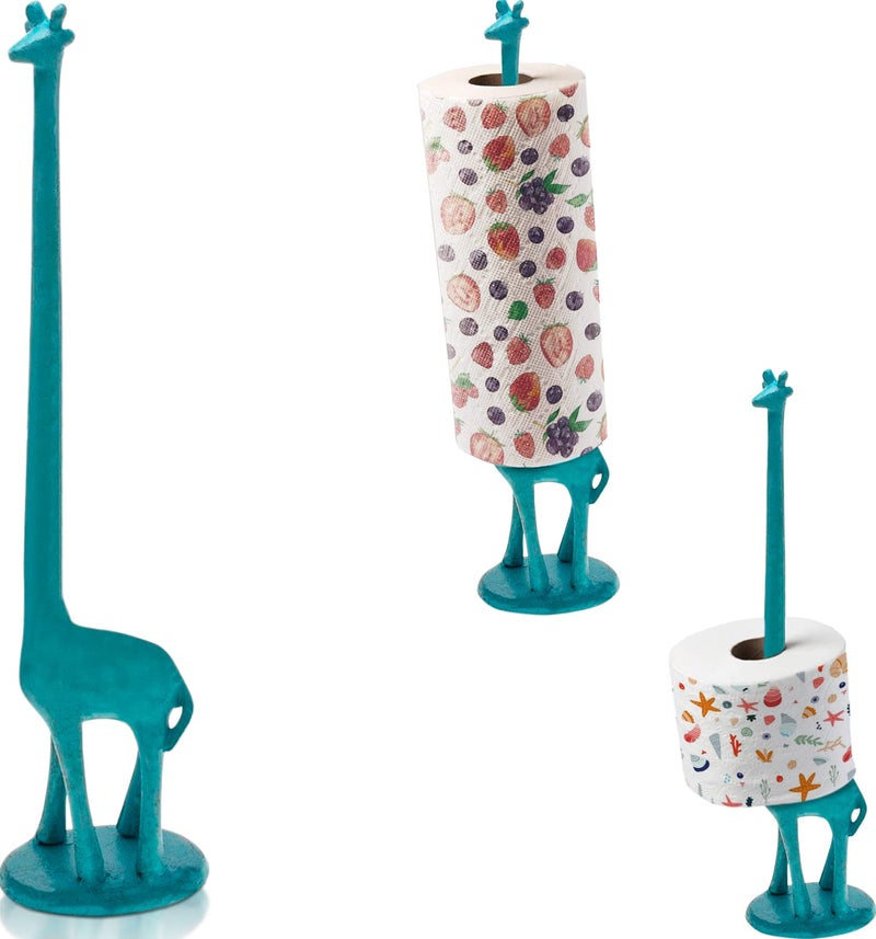 كومفيفي حامل المناشف الورقية على شكل زرافة للمطبخ أو حامل ورق التواليت للحمام - موزع لفة بتصميم حيوان غريب الأطوار فريد من نوعه لديكور المنزل - Image 1