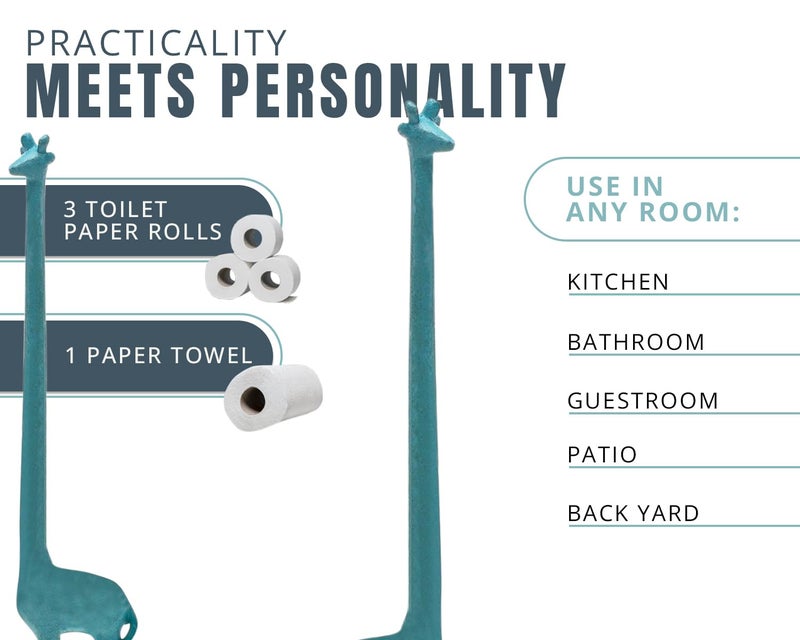 كومفيفي حامل المناشف الورقية على شكل زرافة للمطبخ أو حامل ورق التواليت للحمام - موزع لفة بتصميم حيوان غريب الأطوار فريد من نوعه لديكور المنزل - Image 5