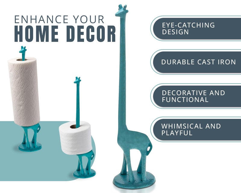 كومفيفي حامل المناشف الورقية على شكل زرافة للمطبخ أو حامل ورق التواليت للحمام - موزع لفة بتصميم حيوان غريب الأطوار فريد من نوعه لديكور المنزل - Image 2