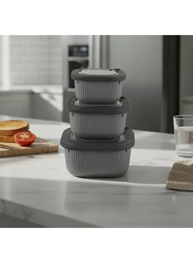 Happy Home 3-Piece Food Storage Container Set– Microwave & Freezer Safe Lids – 600ml, 1100ml, 1800ml – Ideal for Storing Meals, Salads, Vegetables, Fruits, Meat, Beans & Dry Foods – Durable, Food-Safe Plastic, Easy to Clean, Practical & Stylish Kitchen Organizer - Image 4