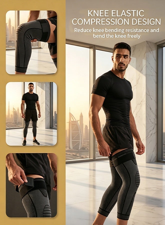 سوسيتي حماية الركبة، دعم الركبة الرياضي قابل للتعديل للرجال/النساء، دعائم الركبة بتصميم ضغط مرن، حماية شاملة للركبة - Image 4