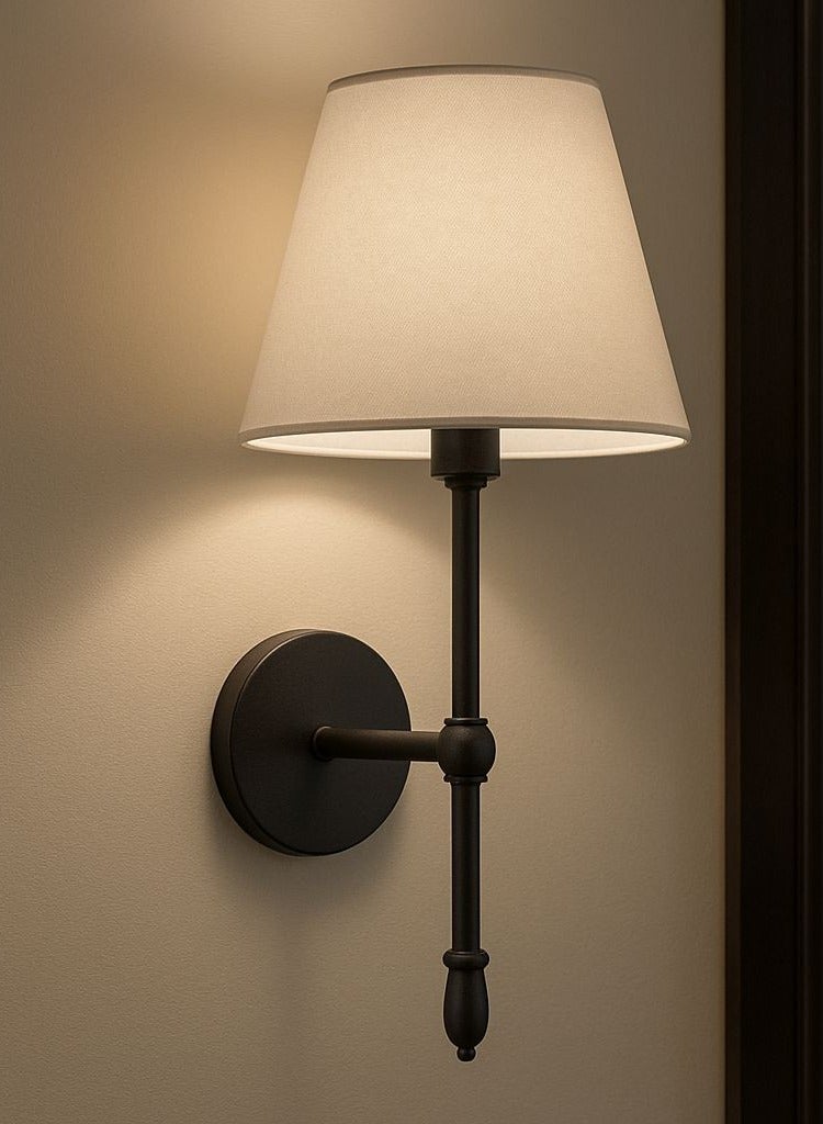 Modern black wall lamp with E14 bulb base  - Image 1