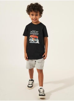 Styli Solid Drawstring Shorts with Badge Detail  - Image 2