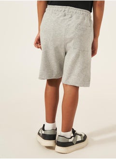 Styli Solid Drawstring Shorts with Badge Detail  - Image 4