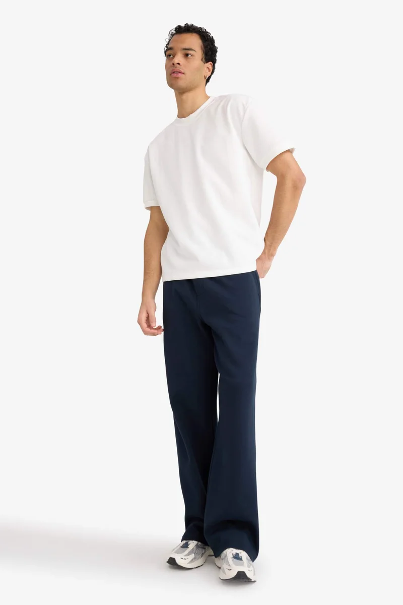 ديفاكتو Wide Leg Tie Waist Pique Sweatpants