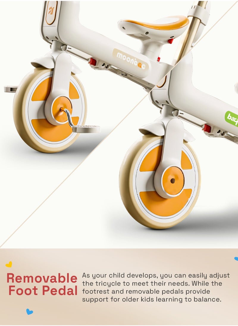 BAYBEE Novak 4 in 1 Convertible Baby Tricycle for Kids, Baby Kids Cycle with 3 Height Adjustable Parental Handle, Balance Bike & Bicycle Mode | Foldable Kids Tricycle Cycle for Kids 1.5 to 5 Years Orange  - Image 5