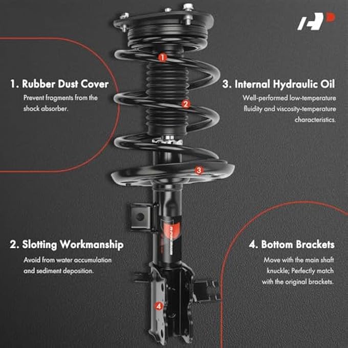 أ-بريميوم مجموعة كاملة من الدعامة الأمامية ونابض الملف اللولبي متوافقة مع نيسان ماكسيما 2011 و2012 و2013 و2014، طقم من قطعتين - Image 4