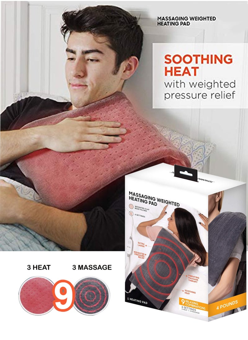 Toshonics Electric Weighted Calming Heating Pad with 9 Relaxing Combination Blanket Shawl Vibration Massager Therapy  - Image 1
