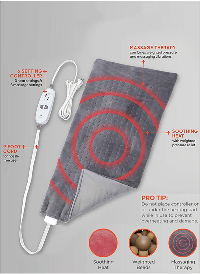 Toshonics Electric Weighted Calming Heating Pad with 9 Relaxing Combination Blanket Shawl Vibration Massager Therapy  - Image 3