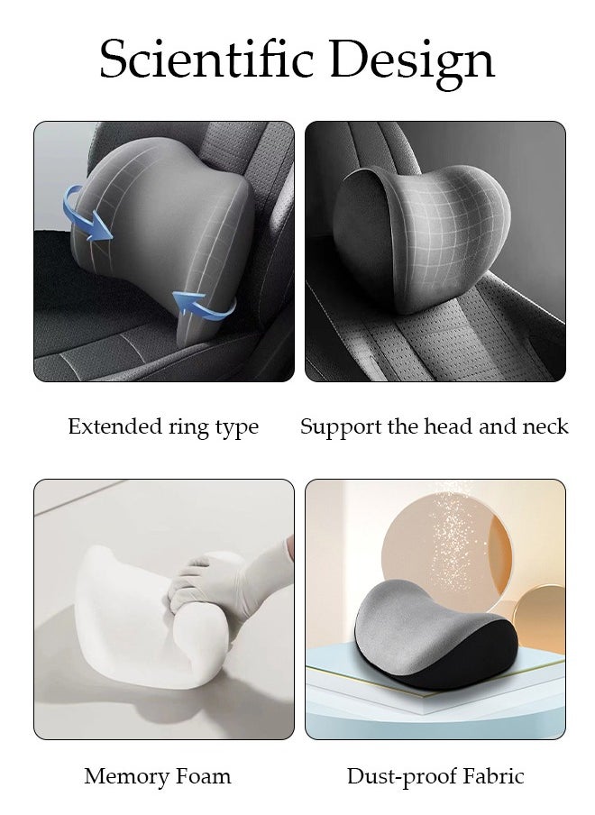 DUNISO - Car Lumbar Support Back Cushion and Neck Pillow Set Ergonomic Memory Foam Back Cushion for Long Sitting for Back Pain Relief Improve Posture Cushion - Image 1