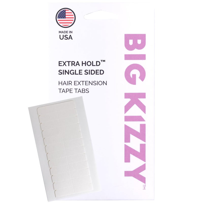 Big Kizzy Single Sided Tape for Hair Extensions by Big Kizzy (72 tabs) - Extra Hold - Easy Install & Removal Replacement Tape for Thin, Fine Hair, 4cm x .8cm Tape for Extensions, Professional Extension Tape - Image 1