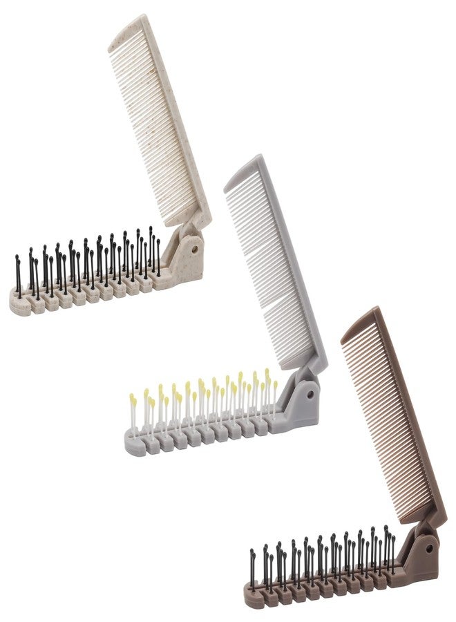 Pocoxll 3 Pack Travel Foldable Brush, Folding Comb with Dual-Headed Design for Women (Multi-colored) - Image 1