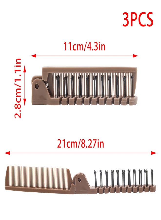 Pocoxll 3 Pack Travel Foldable Brush, Folding Comb with Dual-Headed Design for Women (Multi-colored) - Image 2
