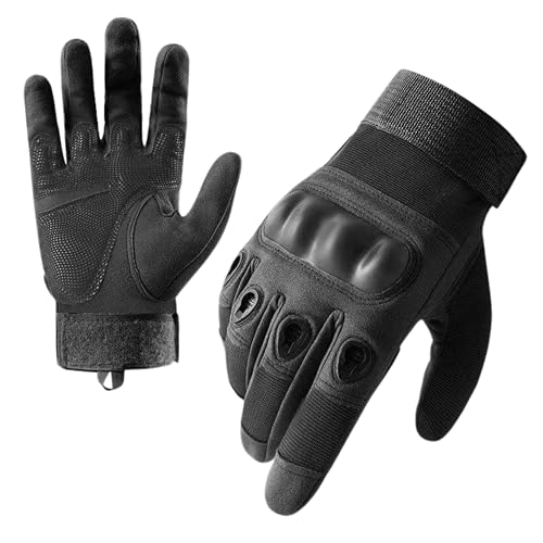 HHADEK Polyester Motorcycle Gloves, Full-Finger Racing Gloves For Men, Cut-Resistant, Durable Mountaineering Gloves (Black, L) - Image 1