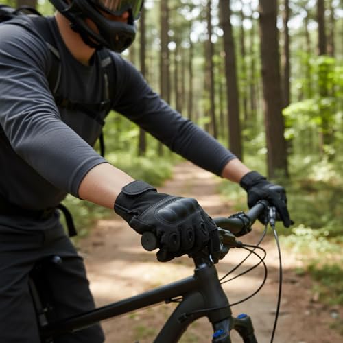 HHADEK Polyester Motorcycle Gloves, Full-Finger Racing Gloves For Men, Cut-Resistant, Durable Mountaineering Gloves (Black, L) - Image 3